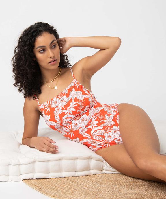 Maillot de bain femme une pièce à motifs fleuris vue1 - GEMO 4G FEMME - GEMO