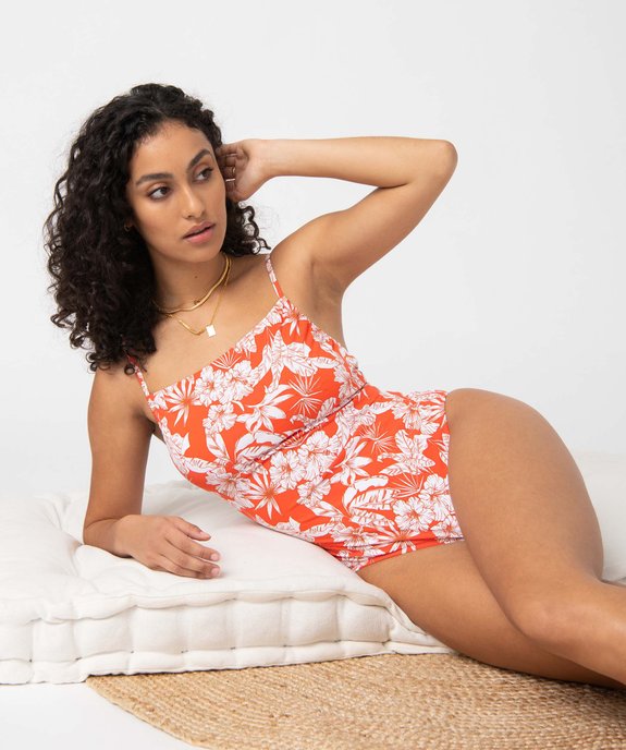 Maillot de bain femme une pièce à motifs fleuris vue1 - GEMO 4G FEMME - GEMO