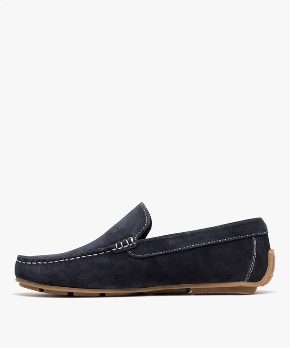 Mocassin dessus cuir velours semelle souple homme - Tanéo vue3 - TANEO - GEMO