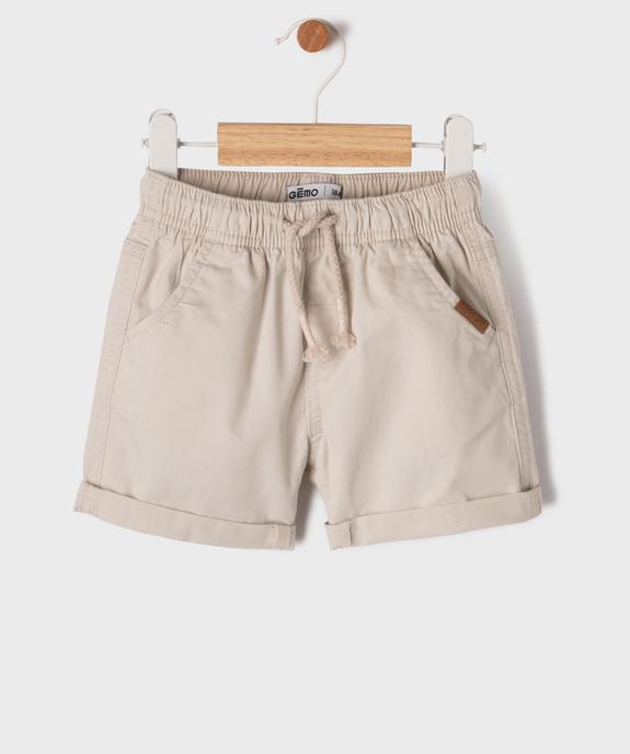 Bermuda en coton avec taille ajustable bébé garçon vue1 - GEMO(BEBE DEBT) - GEMO