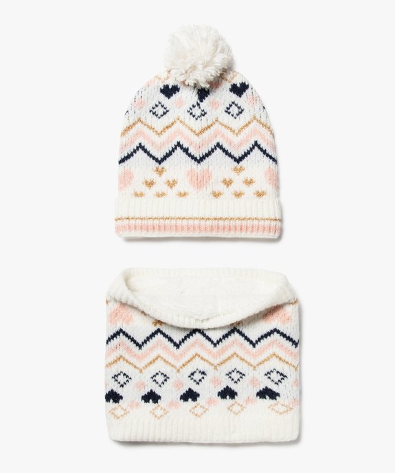Ensemble écharpe et bonnet fille avec touches pailletées vue1 - GEMO (ENFANT) - GEMO