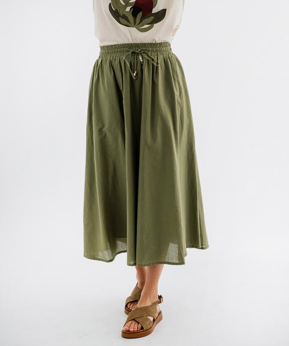 Jupe longue et ample en voile de coton à taille élastiquée femme vue2 - GEMO(FEMME PAP) - GEMO