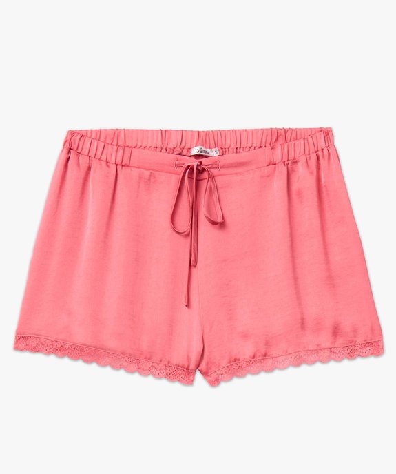 Short de pyjama en matière satinée et dentelle femme vue4 - GEMO(HOMWR FEM) - GEMO