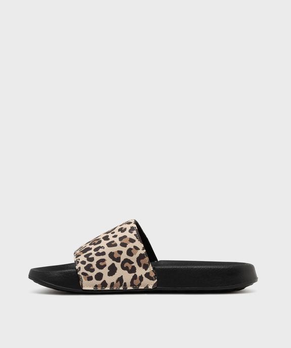 Mules de piscine à motif léopard femme vue3 - GEMO (PLAGE) - GEMO