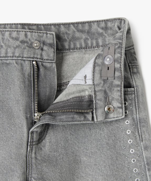 Jean wide leg à clous argentés et taille ajustable fille vue4 - GEMO (ENFANT) - GEMO