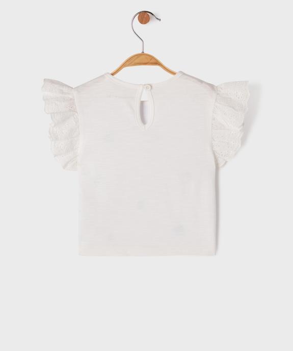 Tee-shirt à motifs brodés et manches volantées bébé fille - LuluCastagnette vue3 - LULU CASTAGNETTE G4G D - GEMO