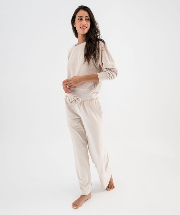 Pyjama en velours coupe large femme vue1 - GEMO(HOMWR FEM) - GEMO