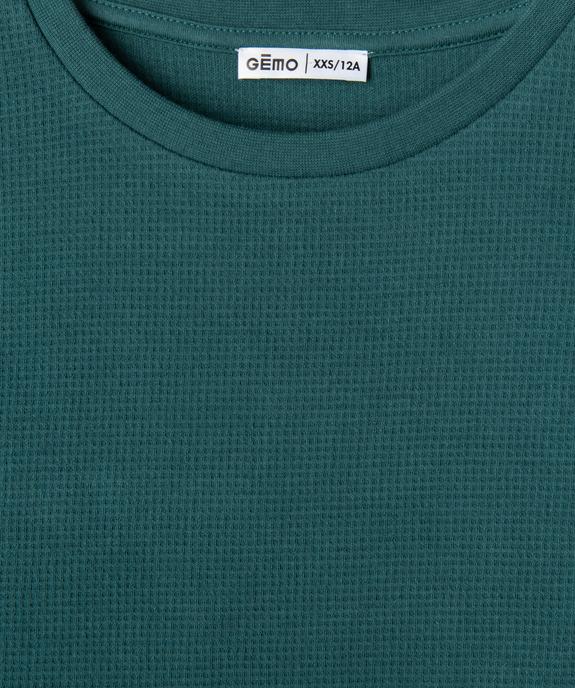 Tee-shirt manches courtes oversize en maille nid d'abeille garçon vue2 - GEMO 4G GARCON - GEMO