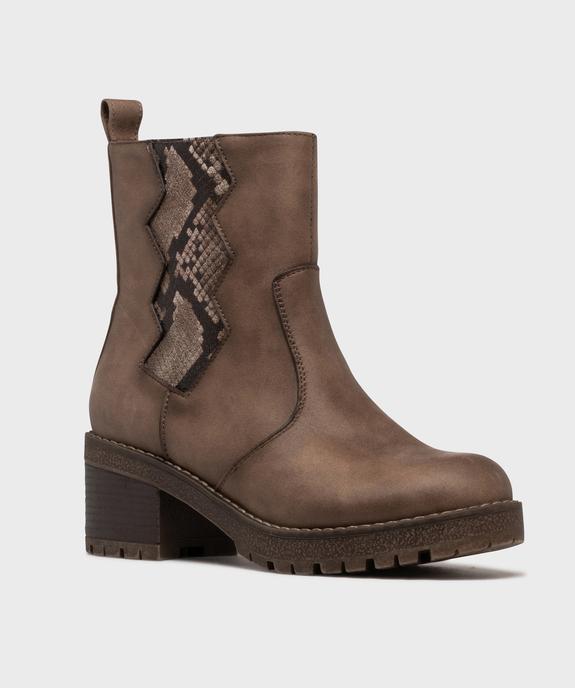 Boots à semelle crantée avec empiècement sur la tige femme - Emilia Rosa - EMILIA ROSA Boots à semelle crantée avec empiècement sur la tige femme - Emilia Rosa vue2 - EMILIA ROSA - GEMO