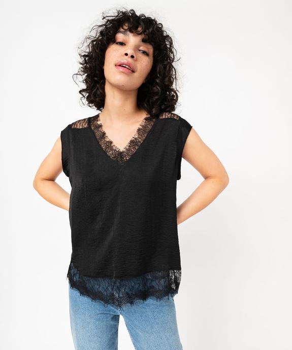 Tee-shirt sans manches multimatière à dentelle femme vue5 - GEMO 4G FEMME - GEMO