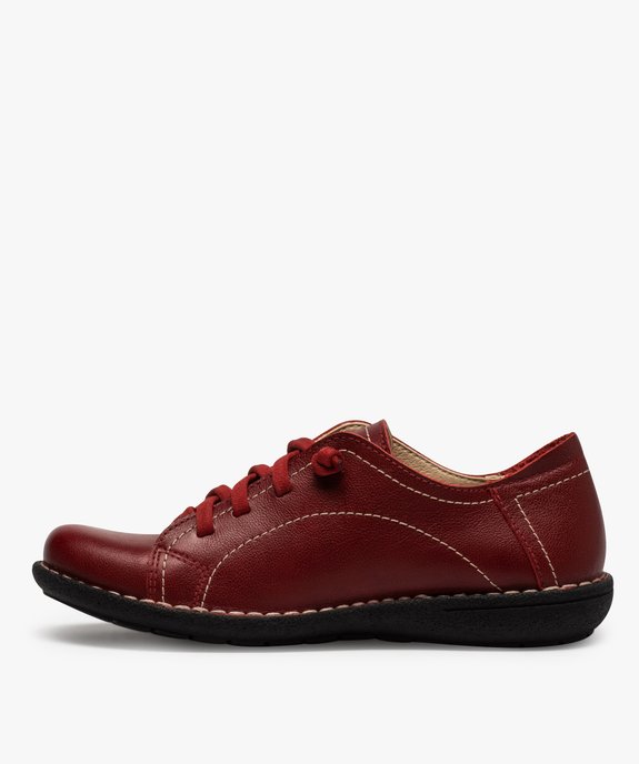Derbies femme confort dessus cuir à lacets élastiques vue3 - GEMO (CONFORT) - GEMO