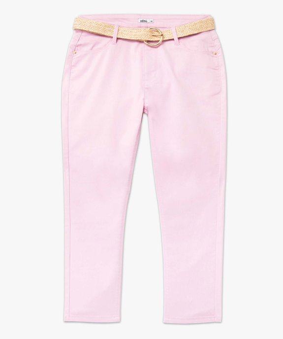 Pantacourt femme en toile denim avec ceinture tressée vue4 - GEMO 4G FEMME - GEMO