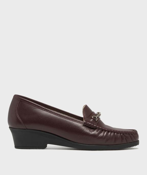 Mocassins confort dessus cuir et talon compensé femme vue1 - G'FLEX - GEMO