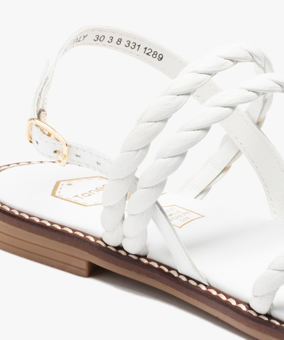 Sandales femme plates unies en cuir et à brides tressées - Taneo vue6 - TANEO - GEMO