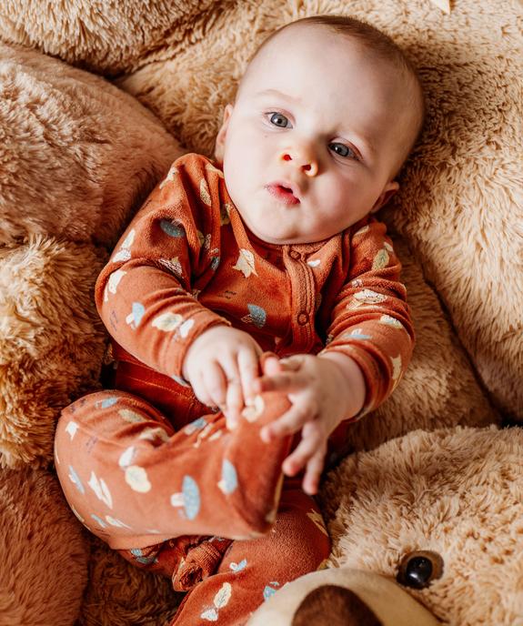 Pyjama en velours ouverture devant à motifs forêt bébé garçon vue7 - GEMO 4G BEBE - GEMO