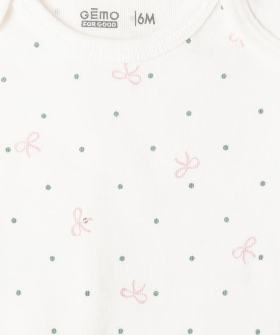 Body manches courtes motifs noeuds bébé fille (lot de 3) vue3 - GEMO 4G BEBE - GEMO