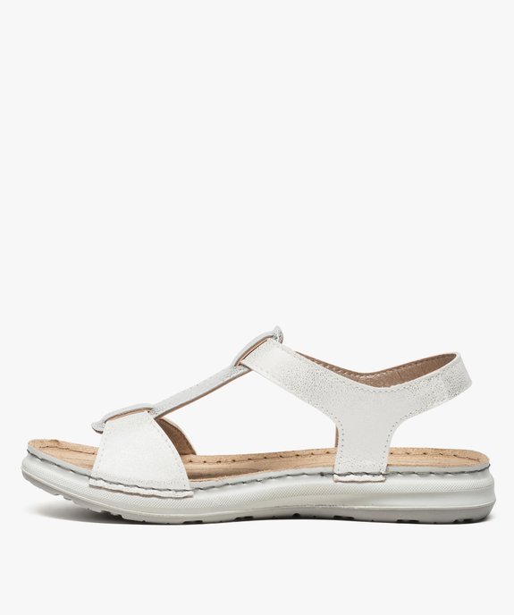 Sandales femme confort brillantes à scratch vue3 - GEMO (CONFORT) - GEMO