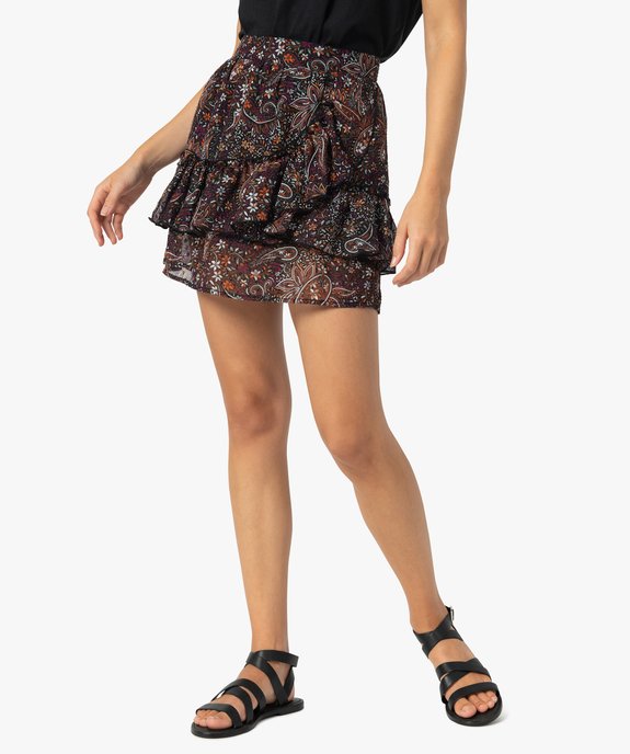 Jupe femme à volants et motifs fleuris vue1 - GEMO(FEMME PAP) - GEMO