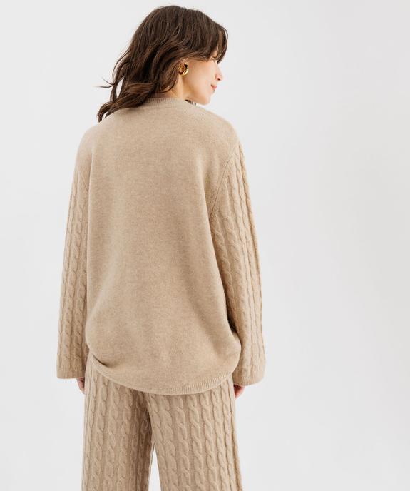 Pull large en maille à torsades femme vue3 - GEMO(FEMME PAP) - GEMO