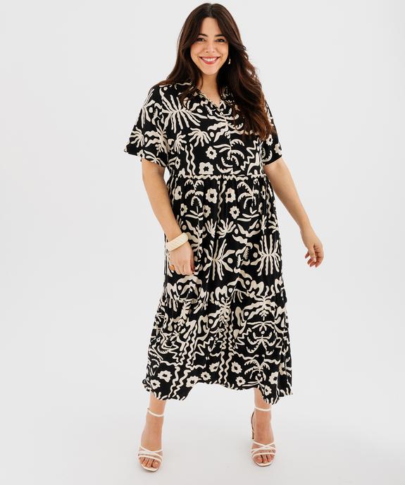 Robe longue imprimée avec col chemise femme grande taille vue1 - GEMO 4G GT - GEMO