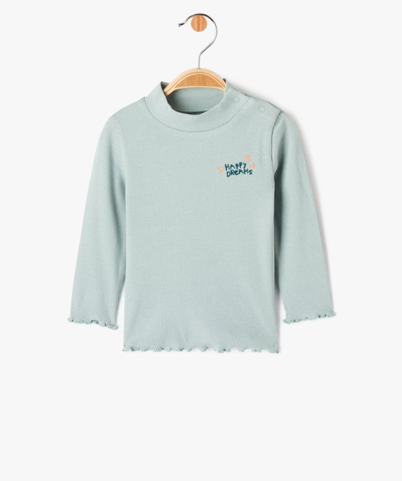 Tee-shirt à manches longues en maille côtelée bébé fille vue1 - GEMO(BEBE DEBT) - GEMO