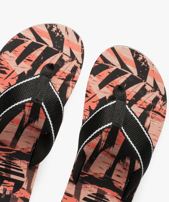 Tongs homme larges brides en toile et semelle imprimée  vue3 - GEMO (PLAGE) - GEMO