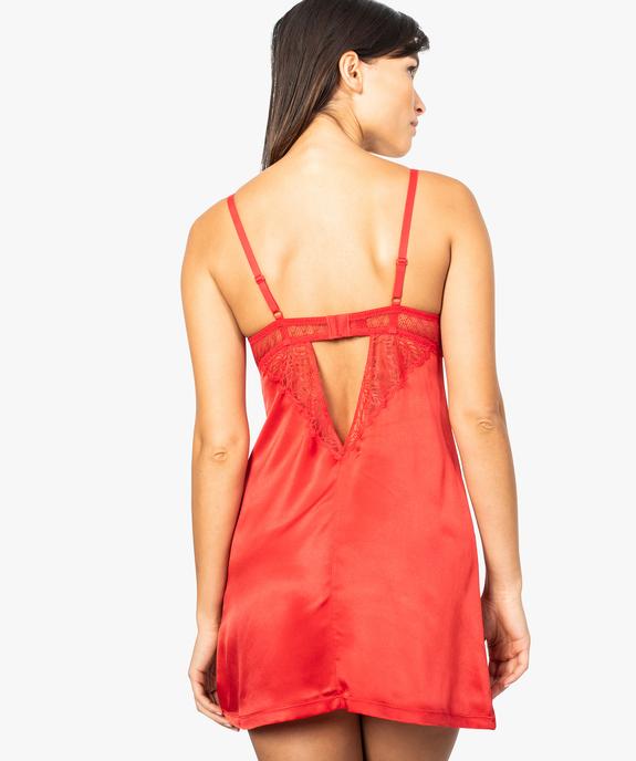 Nuisette à armatures push-up en satin et dentelle vue3 - GEMO(HOMWR FEM) - GEMO