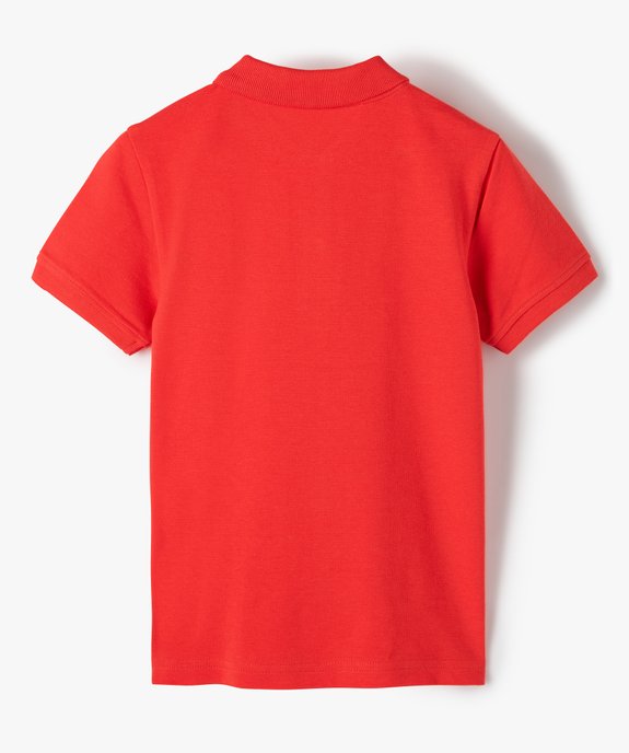 Polo à manches courtes uni en maille piquée garçon 100% coton biologique vue4 - GEMO (ENFANT) - GEMO