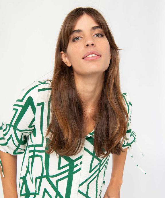 Chemise femme en matière texturée et imprimée avec manches 3/4 fantaisie vue2 - GEMO(FEMME PAP) - GEMO