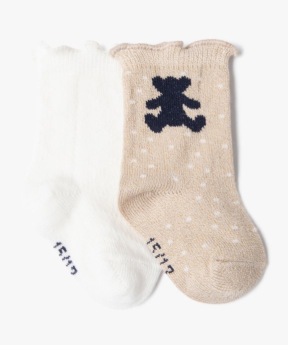 Chaussettes à finitions froncées bébé fille (lot de 2) - LuluCastagnette vue1 - LULUCASTAGNETTE - GEMO