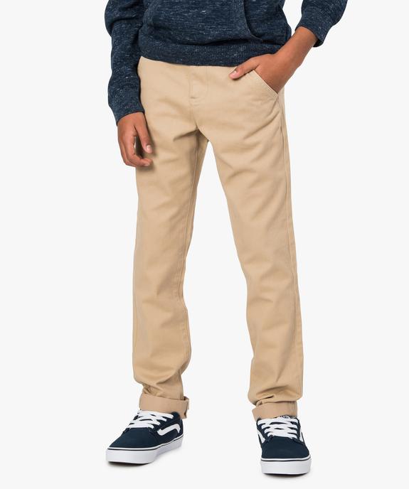 Pantalon chino garçon avec revers cousus en bas de jambe vue1 - GEMO (JUNIOR) - GEMO