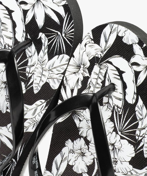 Tongs femme à fines brides et semelle imprimée fleurs vue3 - GEMO (PLAGE) - GEMO