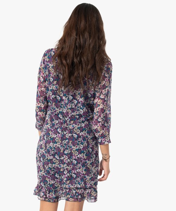 Robe femme en voile à motifs fleuris vue3 - GEMO(FEMME PAP) - GEMO