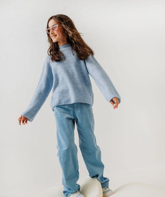 Pull loose en maille côtelée bicolore col cheminée fille vue5 - GEMO (JUNIOR) - GEMO