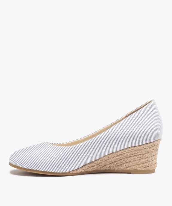 Escarpins femme en toile et talon compensé en corde vue3 - GEMO(URBAIN) - GEMO