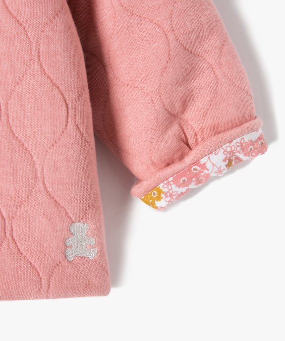 Gilet bébé fille en sweat matelassée douillet - LuluCastagnette vue3 - LULUCASTAGNETTE - GEMO