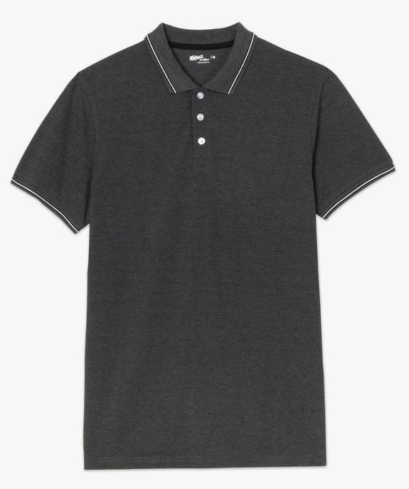 Polo homme aux finitions contrastantes en coton bio vue4 - GEMO 4G HOMME - GEMO