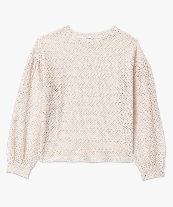 Tee-shirt femme à manches longues en maille ajourée  vue4 - GEMO(FEMME PAP) - GEMO