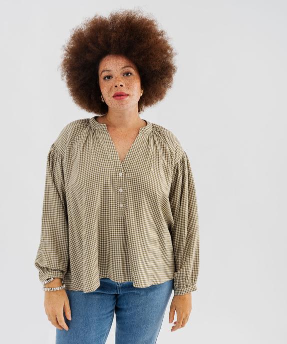 Blouse à motif vichy femme grande taille vue2 - GEMO (G TAILLE) - GEMO