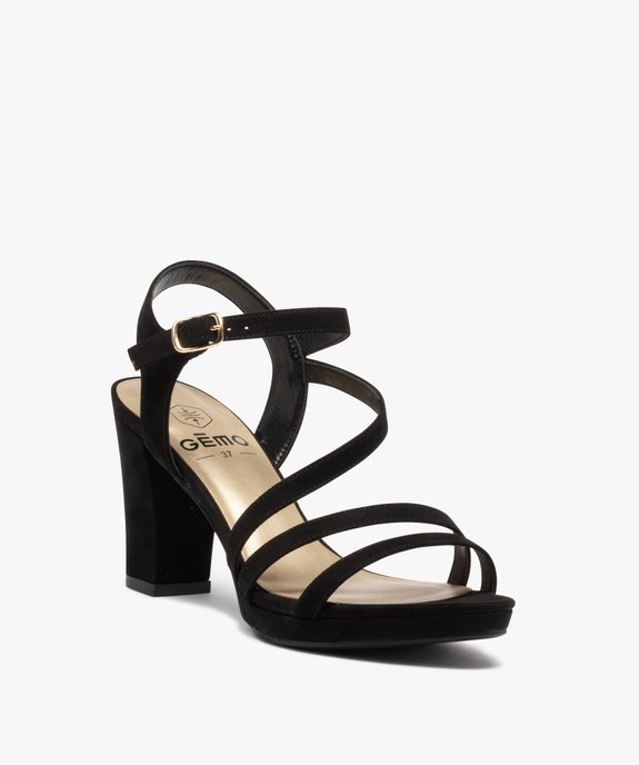 Sandales femme à talon haut en suédine avec brides vue2 - GEMO(URBAIN) - GEMO