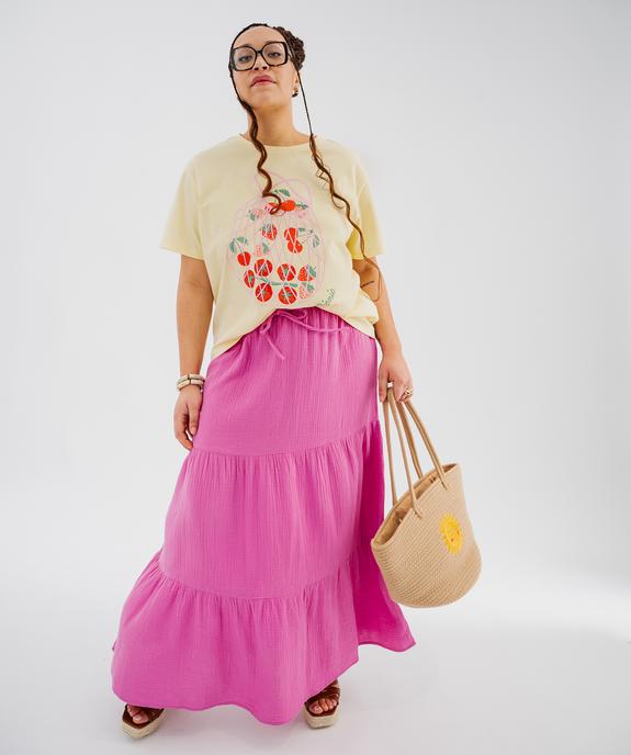 Jupe longue et ample en gaze de coton femme grande taille vue4 - GEMO (G TAILLE) - GEMO