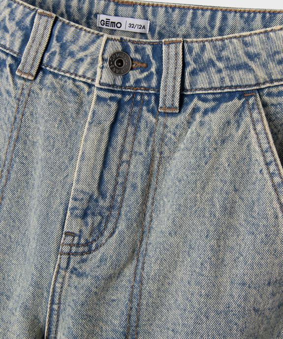 Bermuda en jean cargo regular en coton délavé garçon vue2 - GEMO (JUNIOR) - GEMO