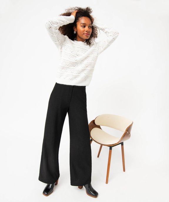 Pantalon large en maille texturée femme vue5 - GEMO(FEMME PAP) - GEMO