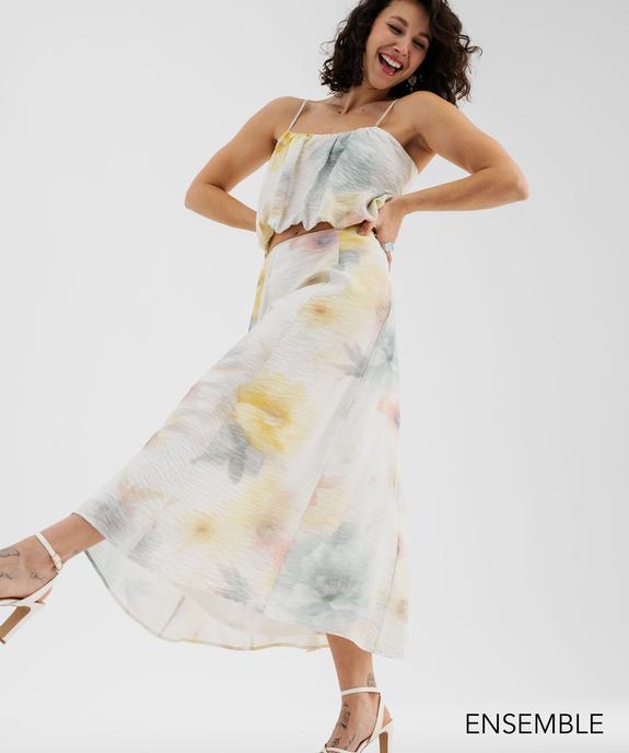 Ensemble crop top et jupe trapèze tie and dye pour femme - GEMO