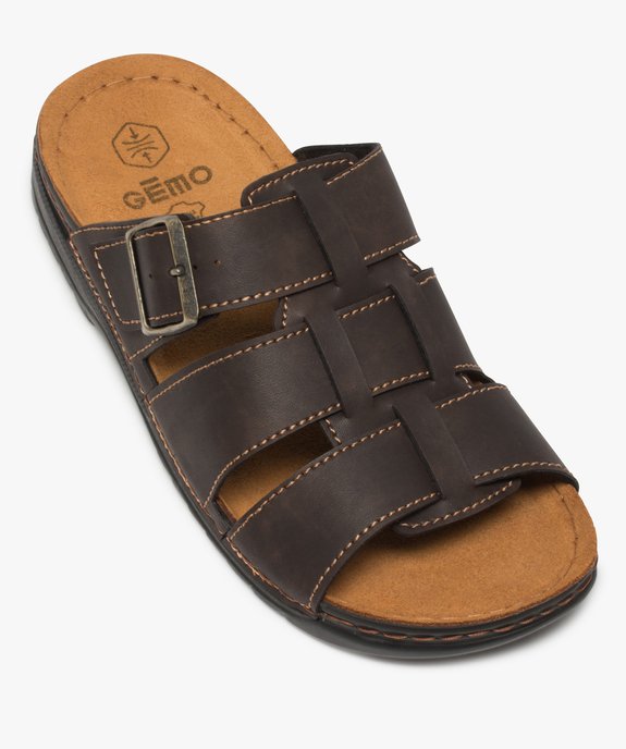 Sandales homme mules à larges brides tressées vue4 - GEMO (CASUAL) - GEMO