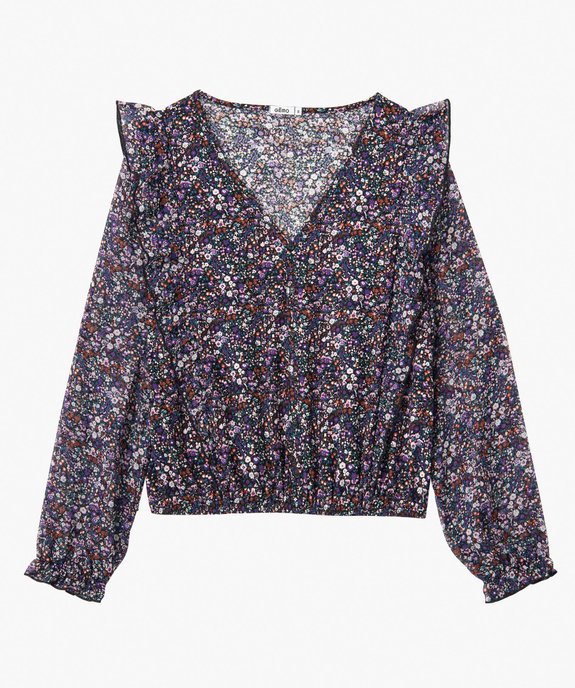 Tee-shirt femme avec manches en voile et volants vue4 - GEMO(FEMME PAP) - GEMO