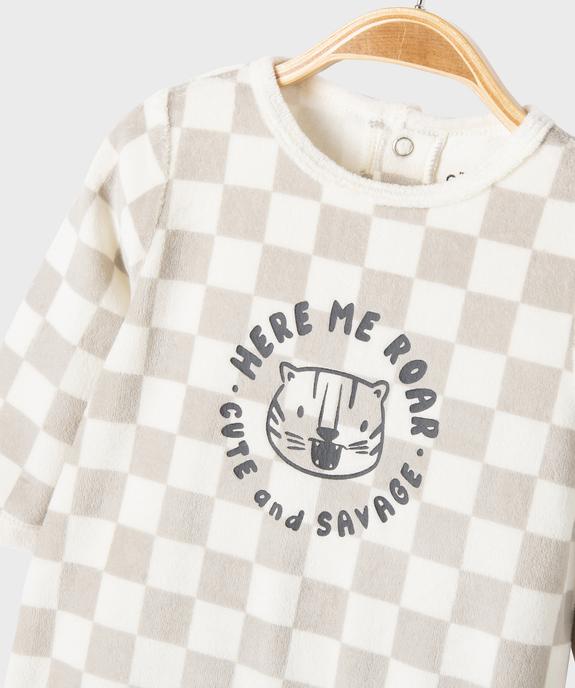 Pyjama en velours à motifs damiers bébé garçon vue2 - GEMO 4G BEBE - GEMO