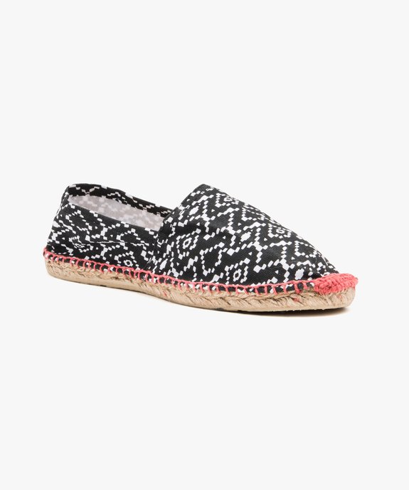 Espadrilles femme à talon plat dessus toile vue2 - GEMO (PLAGE) - GEMO