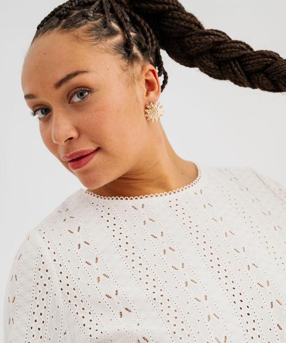 Tee-shirt manches courtes en maille ajourée femme grande taille vue1 - GEMO (G TAILLE) - GEMO