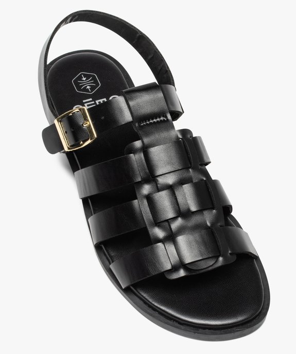 Sandales femme unies à talon plat et brides larges  vue5 - GEMO (CASUAL) - GEMO